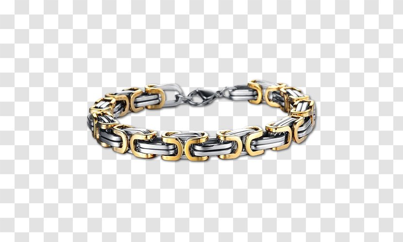 Chain Bracelet Gold Stainless Steel - Silver Transparent PNG