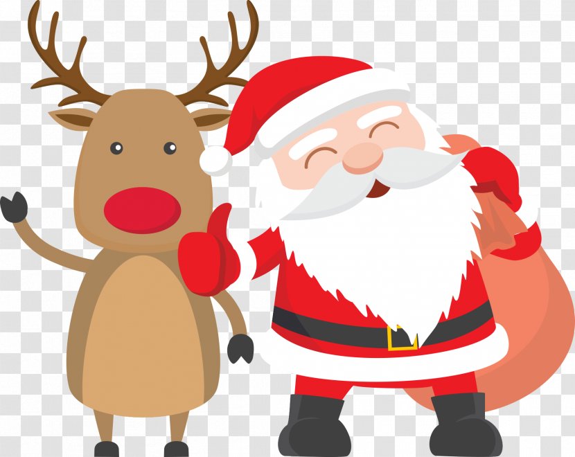 Santa Claus Reindeer Father Christmas Child - Gift - Vector With Elk Transparent PNG