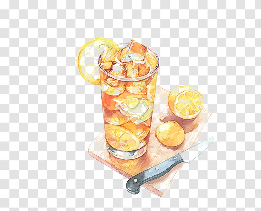Ice Cream Coffee Lemonade Food Watercolor Painting - Cooking - Hand-painted Lemon Tea Transparent PNG