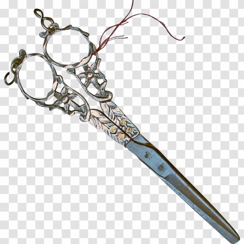 Scissors Antique Vintage Clothing Sewing Chatelaine - Cold Weapon - Cloth Transparent PNG