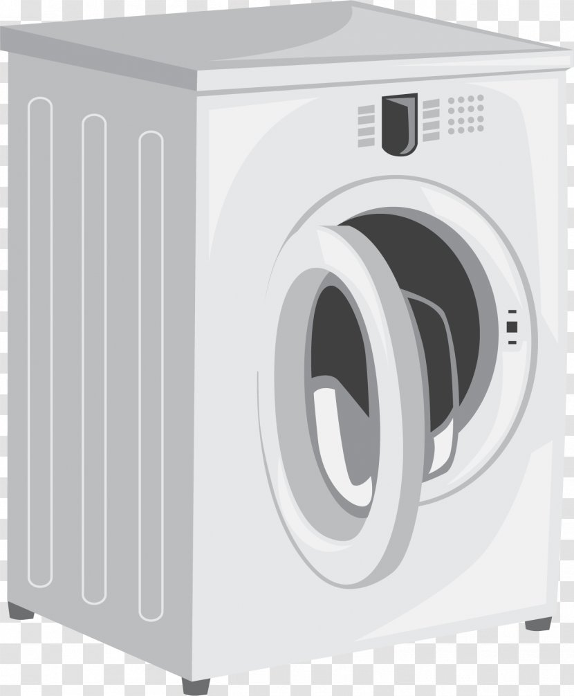 Washing Machine Home Appliance Laundry Room - House - Cartoon Gray Transparent PNG