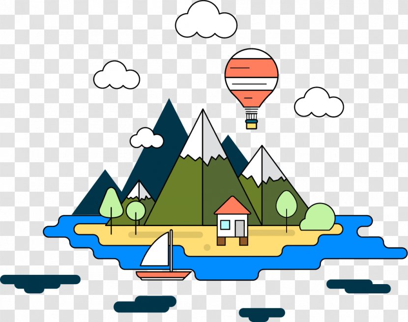 Cartoon Landscape Illustration - Vector Island Transparent PNG