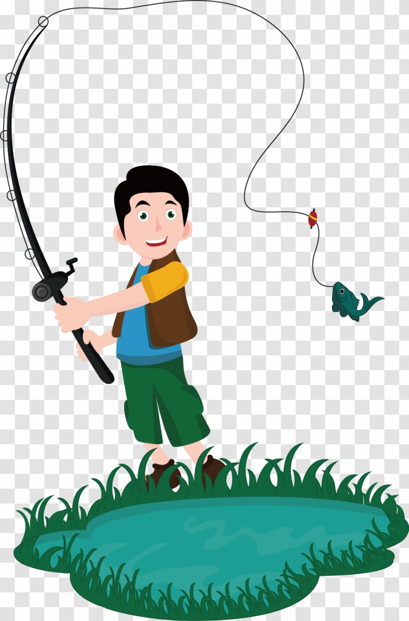 Fishing Rod Euclidean Vector Drawing - Hook - Painted Man Transparent PNG