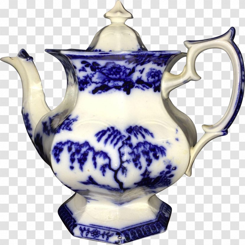 Jug Blue And White Pottery Ceramic Cobalt - Porcelain - Antique Teapot Transparent PNG