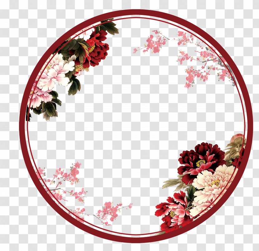 Flower Circle Wreath Clip Art - Dinnerware Set Transparent PNG