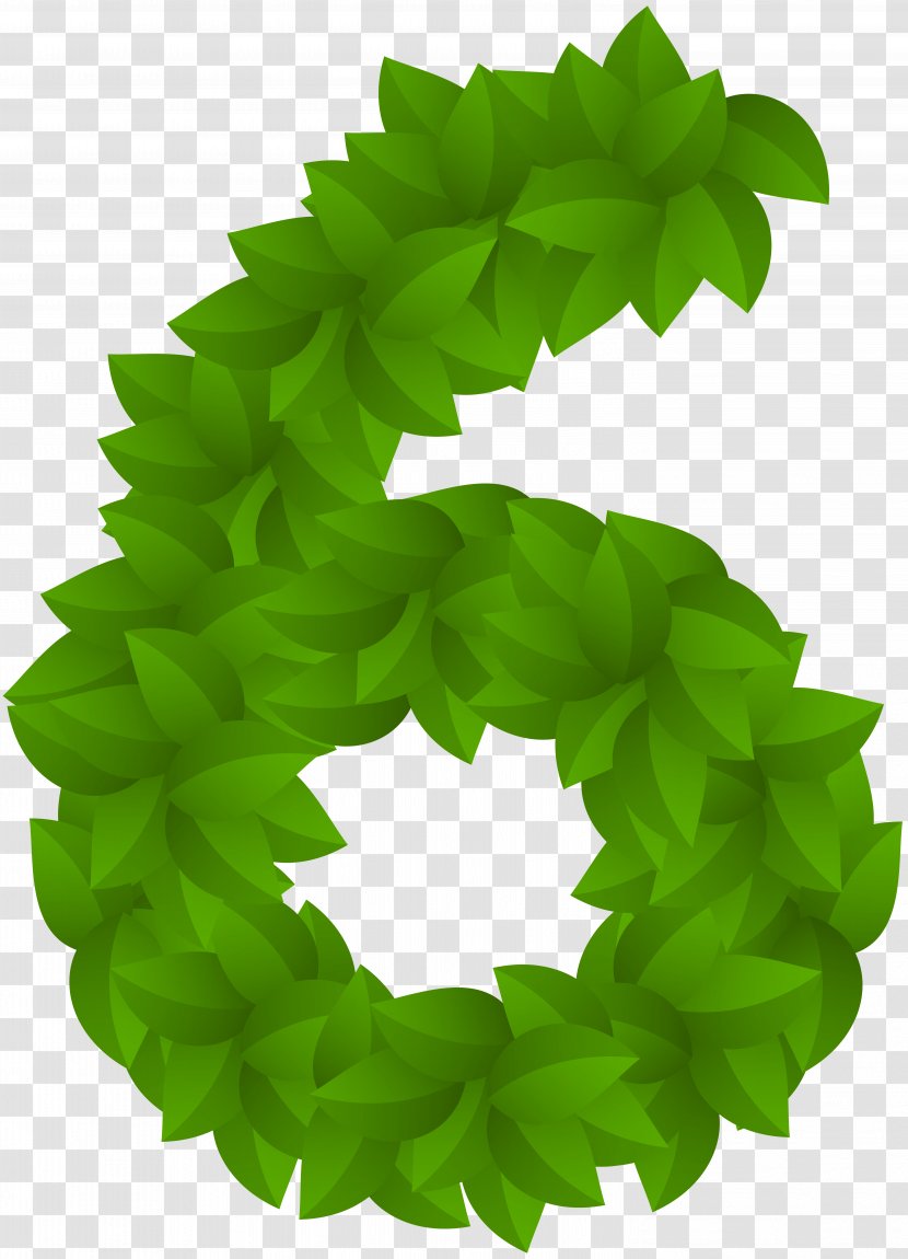 Clip Art - Leaf - Number Six Green Image Transparent PNG