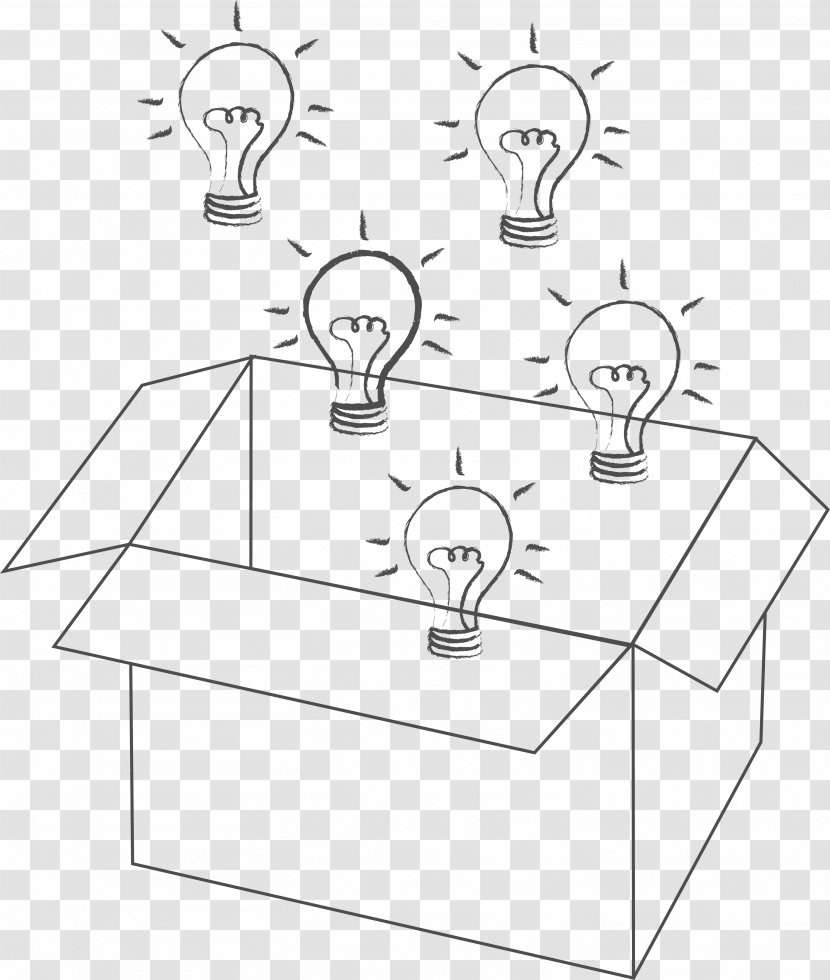 Incandescent Light Bulb Lighting - Line Art - Black Box Transparent PNG