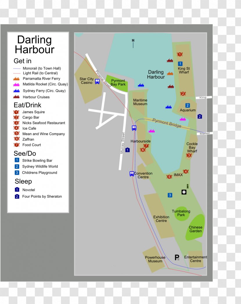 Darling Harbour Port Jackson Sydney Bridge King Street, Street Wharf - Diagram - Map Transparent PNG