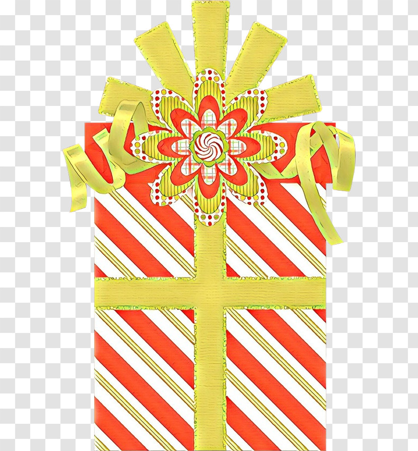 Yellow Cross Present Wrapping Paper Transparent PNG