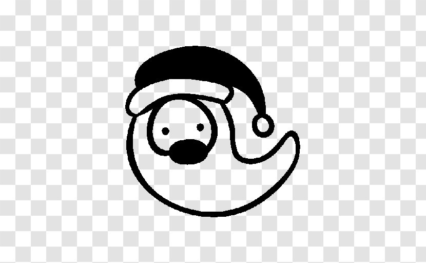 Line Art Cartoon Smiley White Clip - Black M - Santa Claus Design Transparent PNG