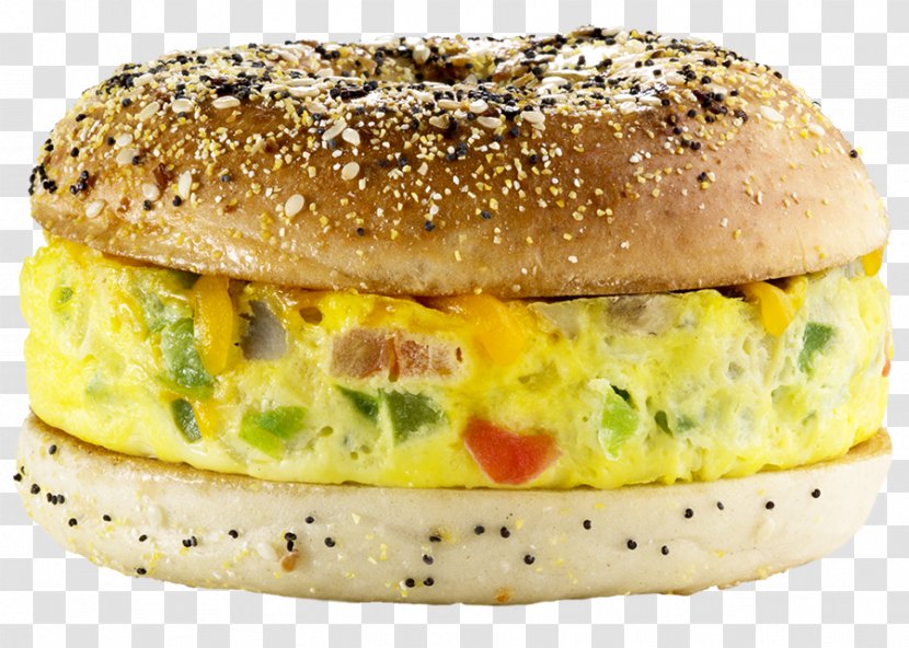Omelette Bagel Vegetarian Cuisine Veggie Burger Hamburger - Dish Transparent PNG
