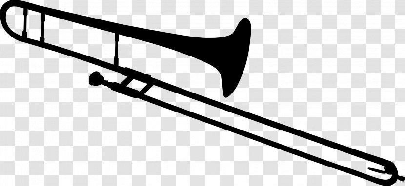 Trombone Musical Instrument Clip Art - Silhouette - Cartoon Black Trumpet Transparent PNG