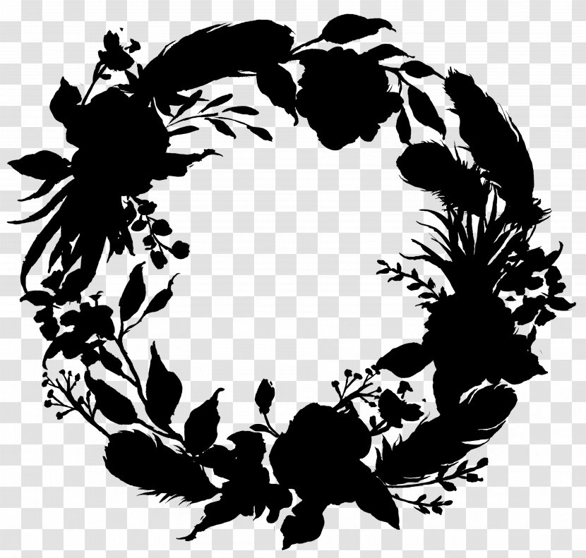 Black & White - Plants - M Clip Art Flower Wreath Leaf Transparent PNG