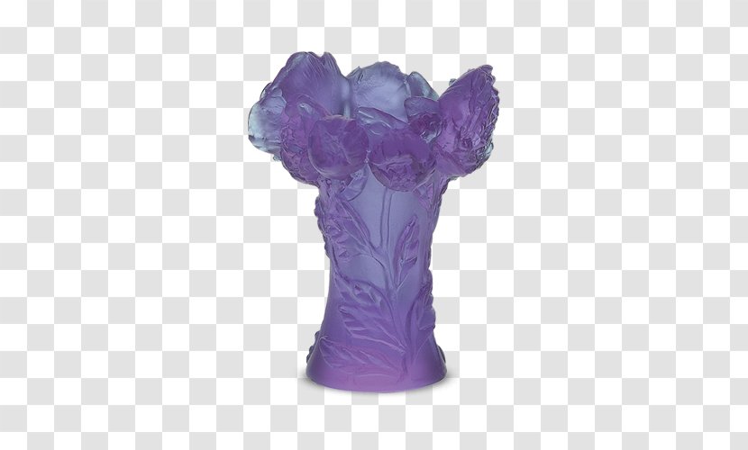 Vase Daum Galeries Lafayette Gift Lead Glass - Violet - Peony In Transparent PNG