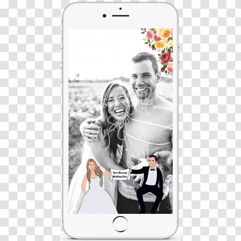 Mobile Phones Couple Wedding Save The Date Kiss - Communication Device - Cartoon Images Transparent PNG