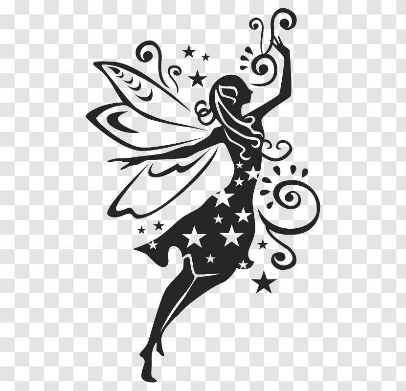 Wall Decal Fairy Silhouette Stencil - Membrane Winged Insect Transparent PNG