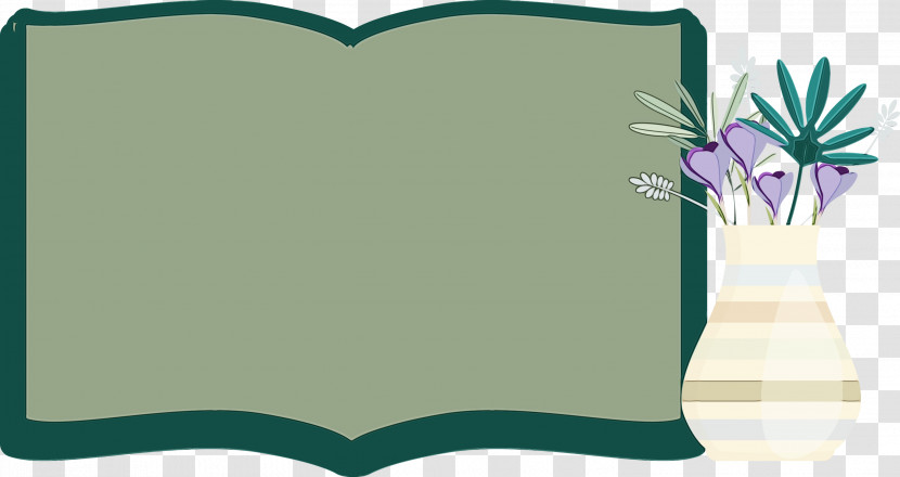 Flower Cartoon Green Teal Line Transparent PNG