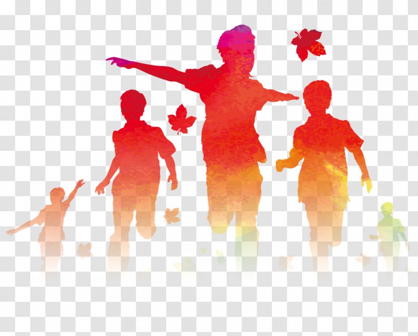 Silhouette Illustration - Happiness - Children Running Transparent PNG