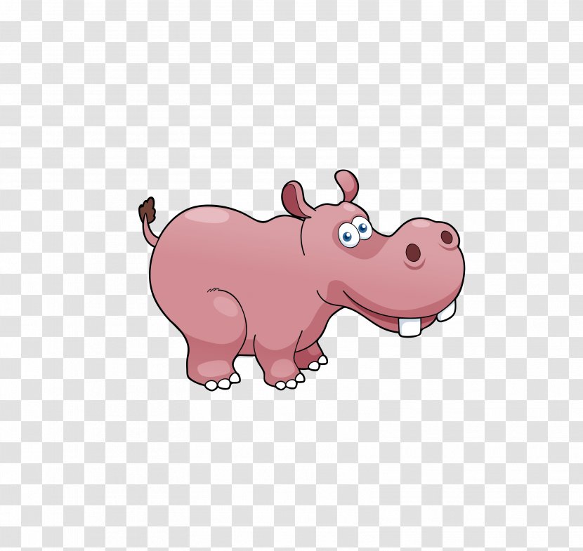 Domestic Pig Hippopotamus Animal Animation - Cartoon Hippo Transparent PNG