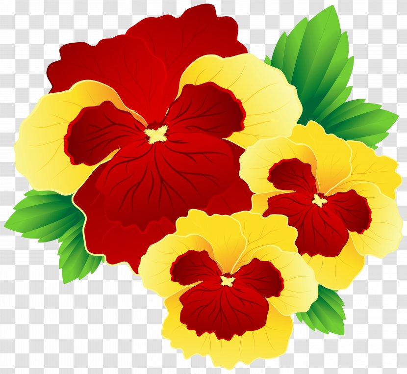 Flower Yellow Red Clip Art - And Pansies Clipart Image Transparent PNG