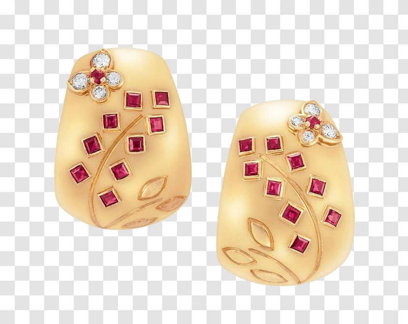 Earring Ruby Diamond Gold - Finger - Earrings Transparent PNG