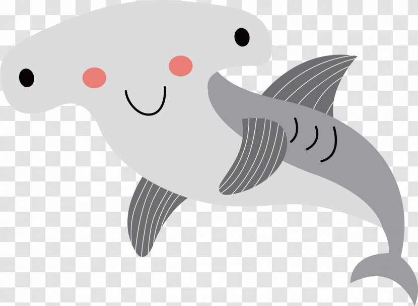 Shark Cartoon Illustration - Gray Vector Transparent PNG