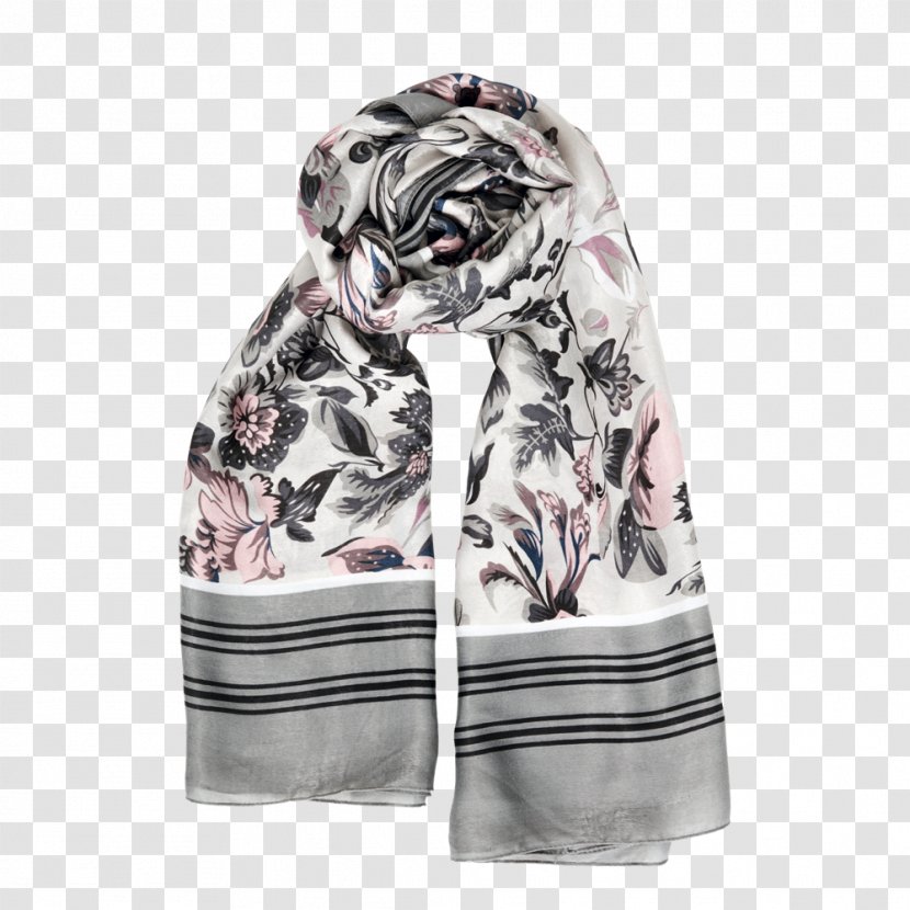 Headscarf Silk Cashmere Wool Textile - Grey Flowers Transparent PNG