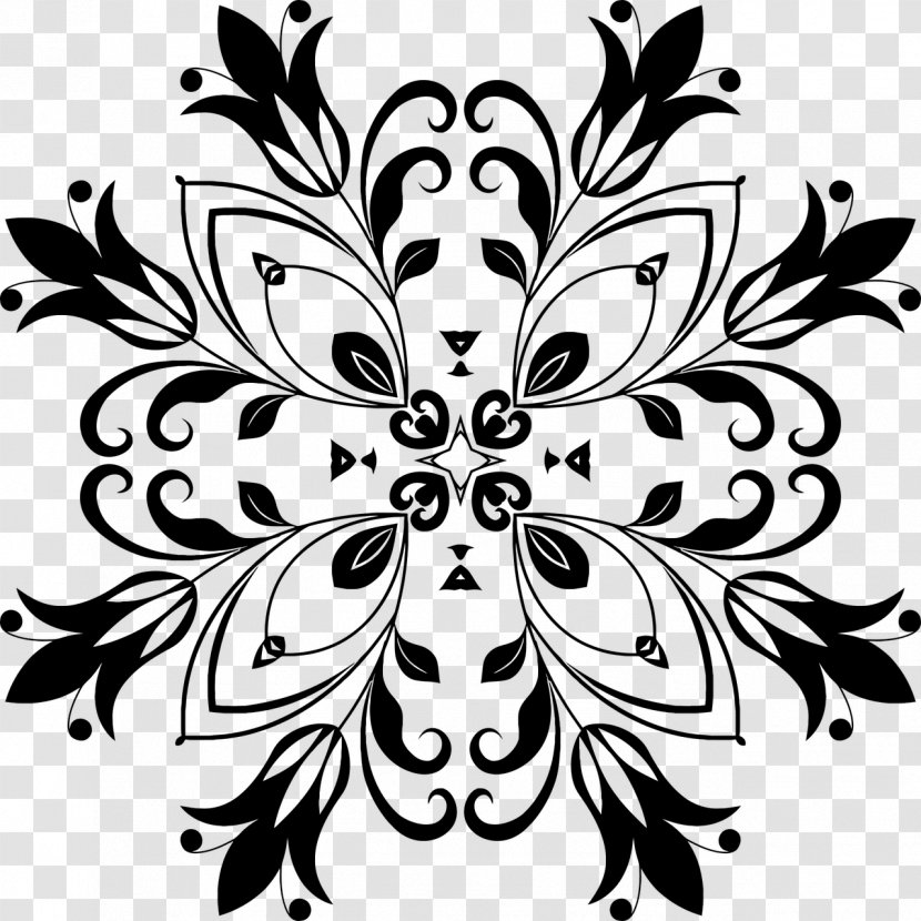 Clip Art - Monochrome - Flower Black And White Line Transparent PNG