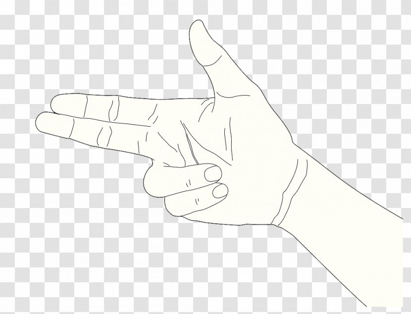 Thumb Black And White Hand Model - Simple Stroke Gesture Direction Transparent PNG