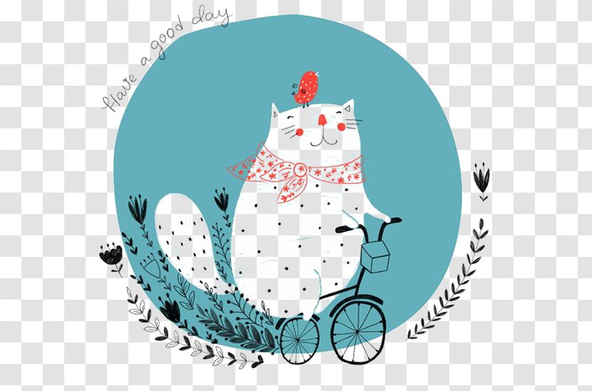 Thought Idea Love Illustration - Watercolor - Cycling Cat Transparent PNG