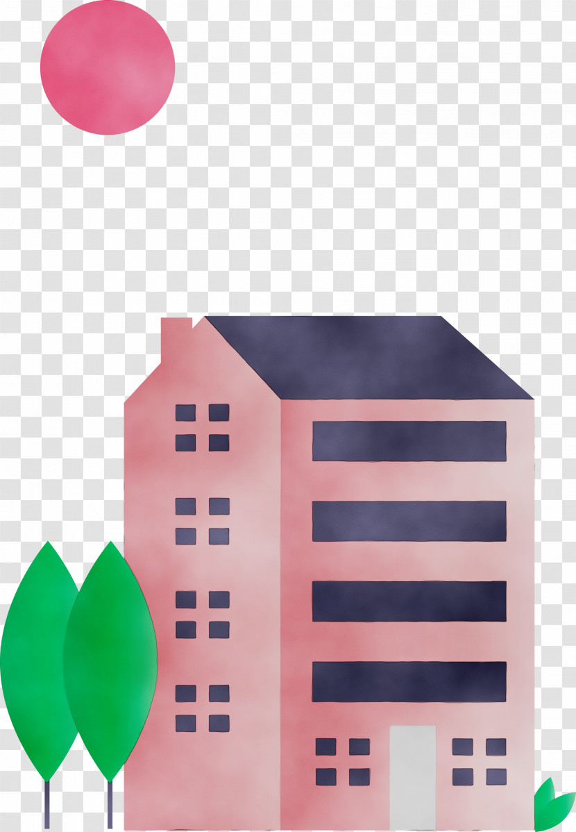 Pink Architecture House Balloon Transparent PNG