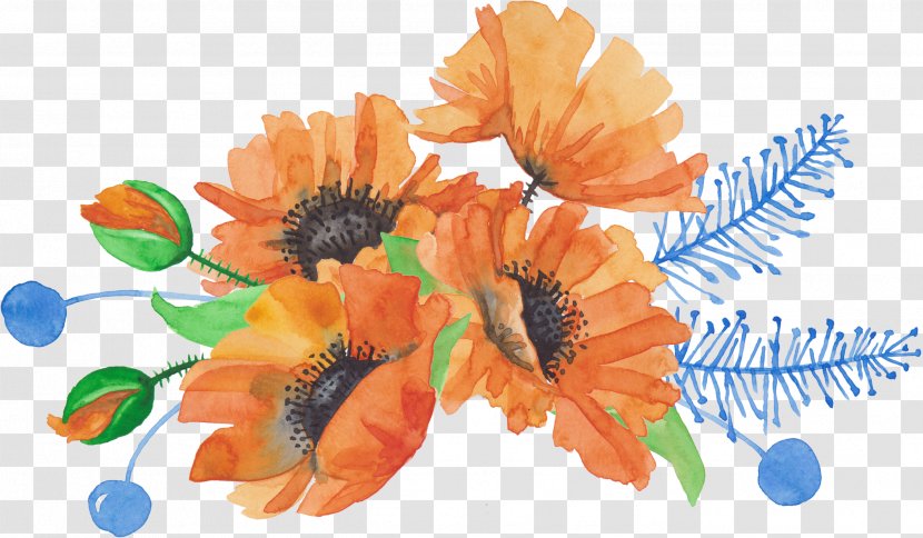 Floral Design Yellow - Poppy - Orange Transparent PNG