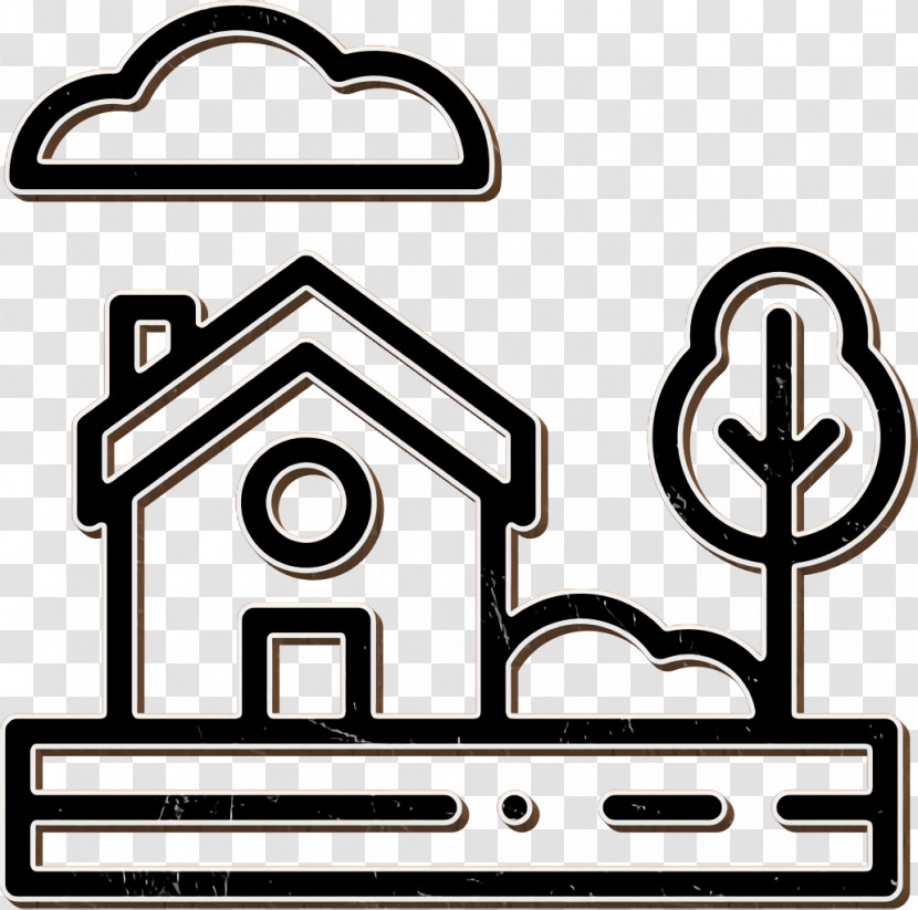In The Village Icon House Icon Road Icon Transparent PNG