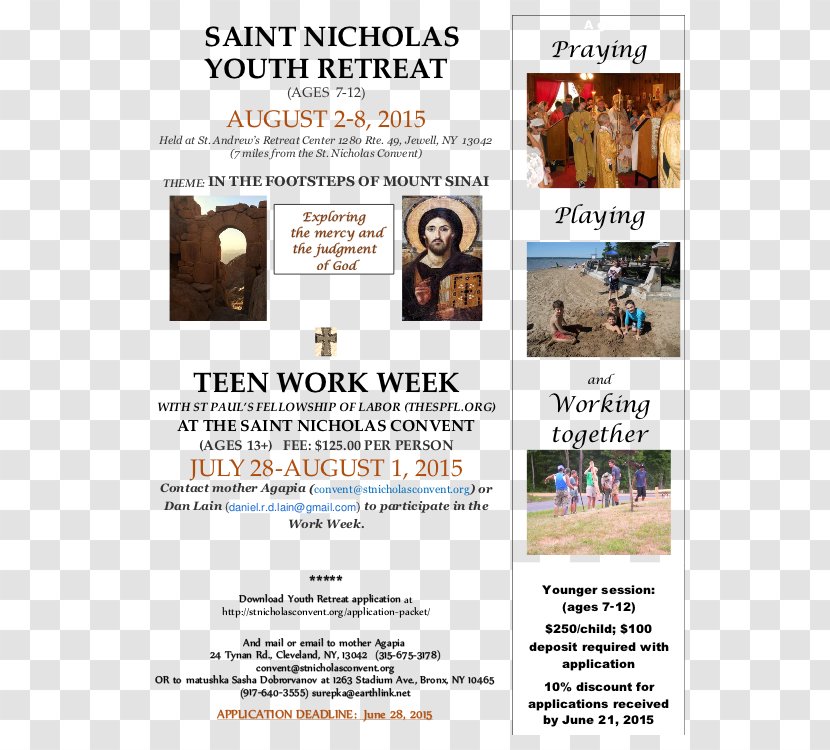 Cleveland Tynan Road St. Nicholas Avenue Convent Child - Retreat - Summer Calling Flyer Transparent PNG