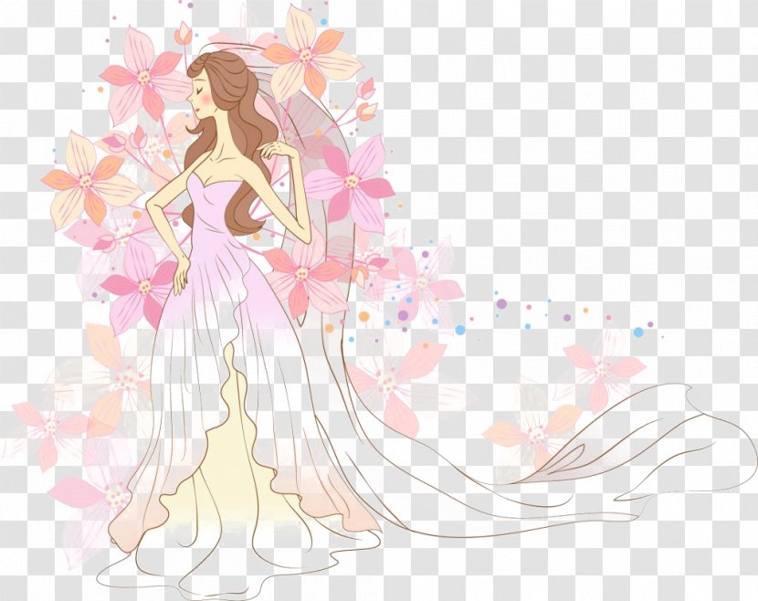 Cartoon Illustration - Frame - Beautiful Bride Transparent PNG