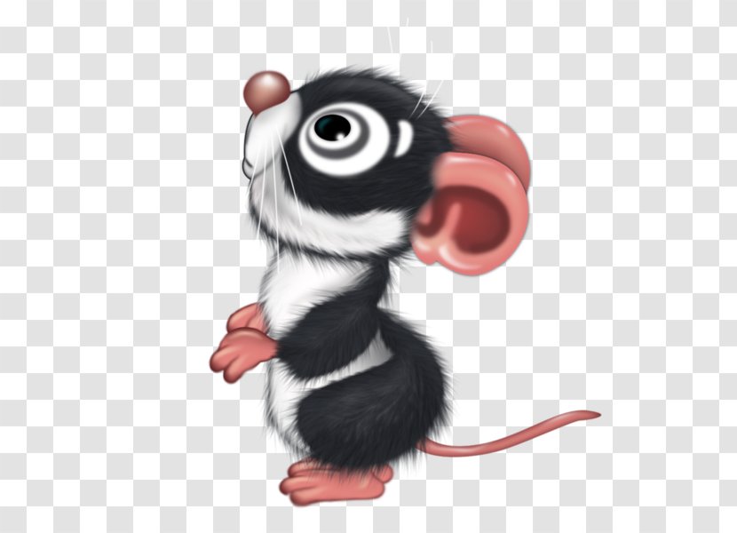 Mouse Rat Cartoon Black And White - Stuffed Toy Transparent PNG