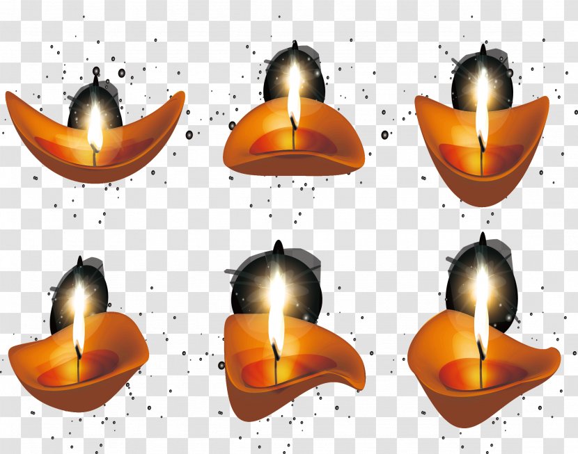 Candlestick Menorah - Orange - Traditional Candles Transparent PNG