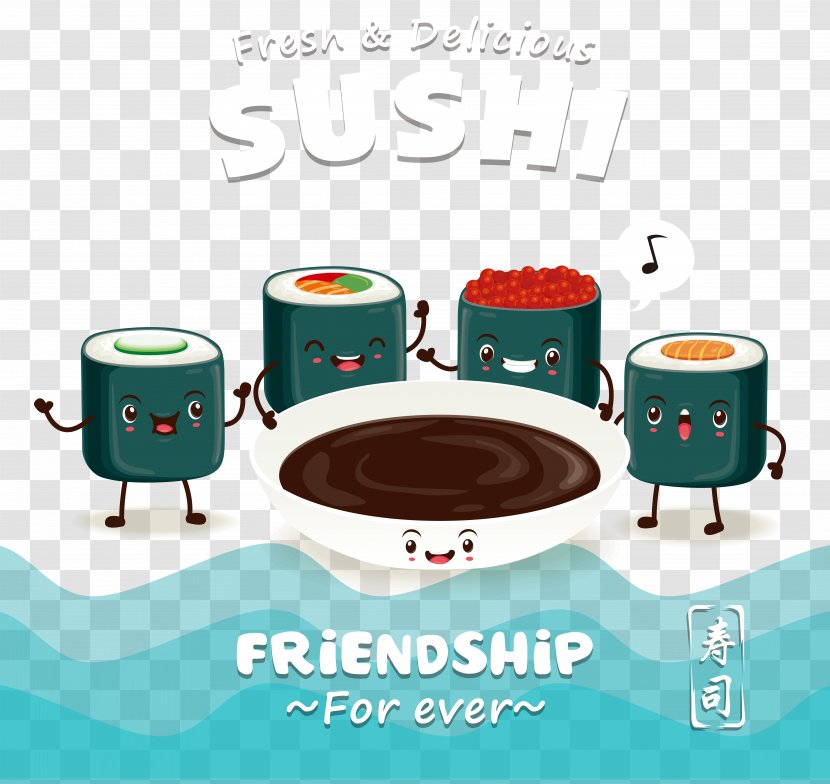 Sushi Sashimi Japanese Cuisine Onigiri Makizushi - Conveyor Belt - Cartoon Design Transparent PNG