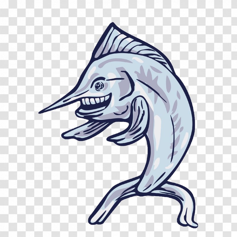 Dolphin Cartoon - Marlin Fishing - Coloring Book Drawing Transparent PNG