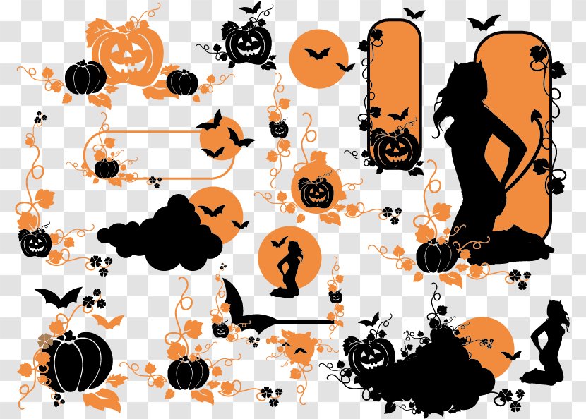 Halloween Pumpkin Ghost Silhouette Vine - Creative Transparent PNG