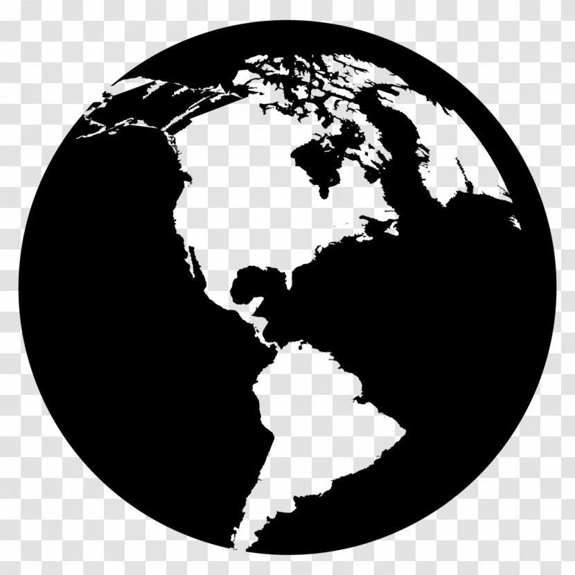 Globe World Map Mapa Polityczna - Black And White Transparent PNG