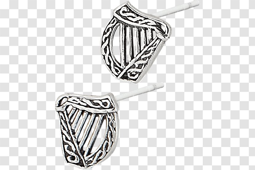 Earring Silver Body Jewellery Celtic Harp - Jewelry Transparent PNG