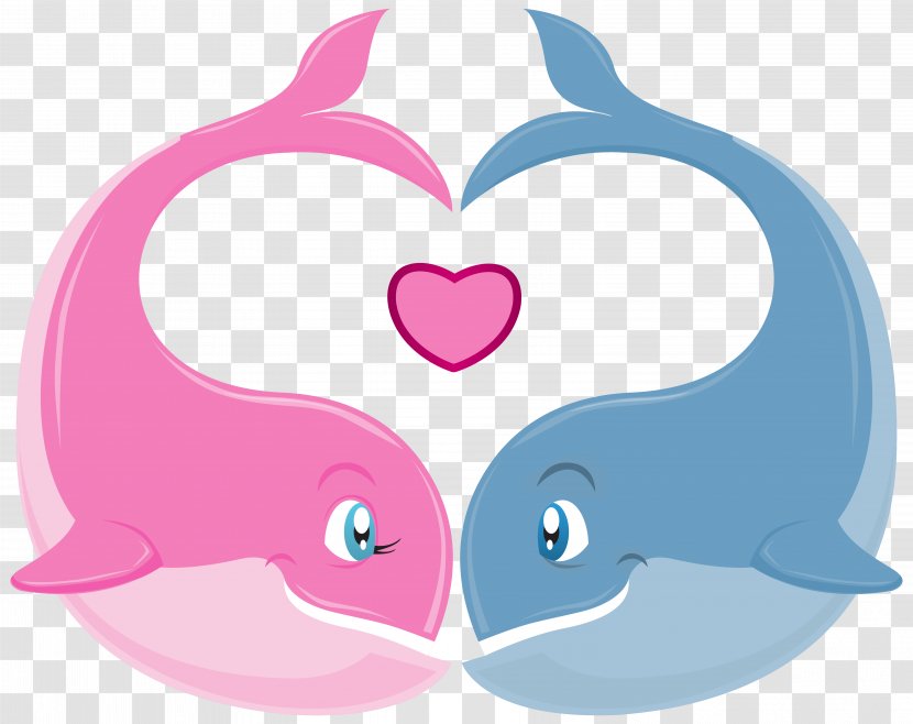 Valentine's Day Couple Heart Clip Art - Watercolor - Whales PNG Clipart Image Transparent PNG