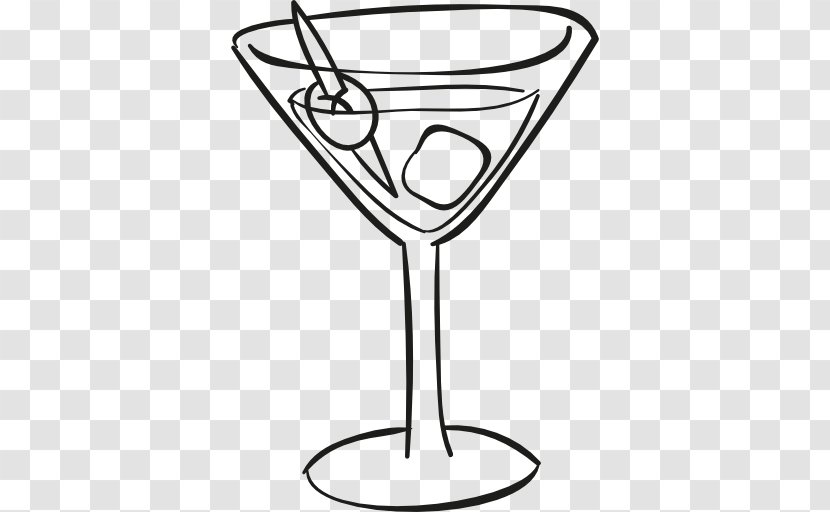 Cocktail Glass Martini Drink - Line Art Transparent PNG