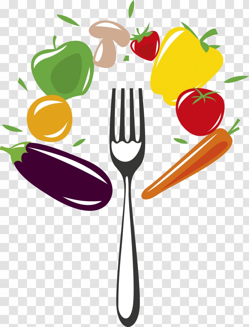 Healthy Diet Logo Food Eating - Cutlery - Vector Vegetables Transparent PNG