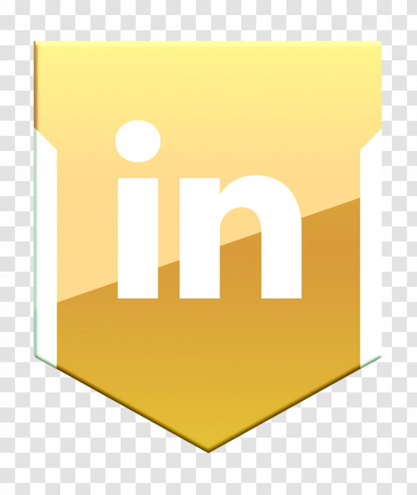 Linkedin Icon Shield Social - Yellow - Logo Text Transparent PNG