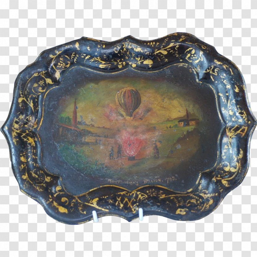Platter Tableware Montgolfier Brothers Plate Metal - Romanian - Hand Painted Hot-air Balloon Transparent PNG