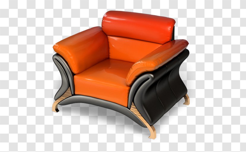 Loveseat Couch ICO Icon - Furniture - Orange Armchair Transparent PNG