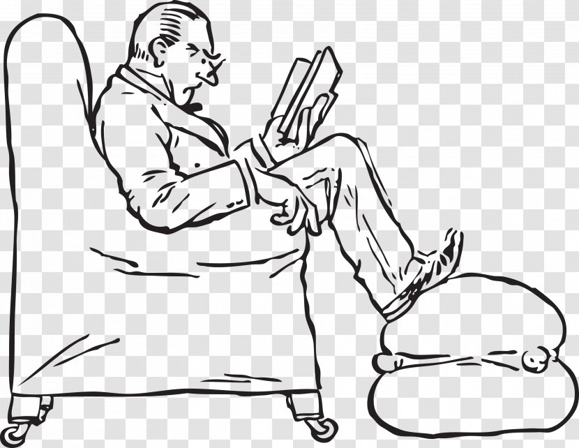 Book Reading Clip Art - Cartoon - Sitting Man Transparent PNG