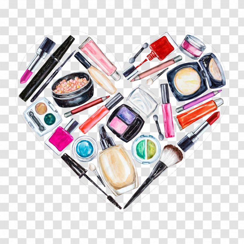 Eye Shadow Cosmetics Foundation Lip Gloss Watercolor Painting - Brush - Creative Makeup Tools Transparent PNG